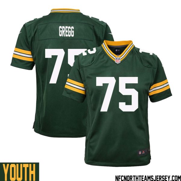 Forrest Gregg No 75 Green Bay Packers Home Game Jersey Youth – Replica