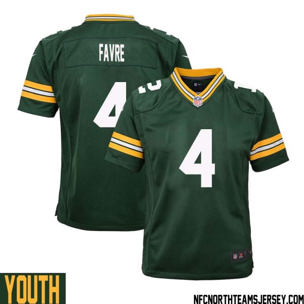 Brett Favre No 4 Green Bay Packers Home Game Jersey Youth – Replica