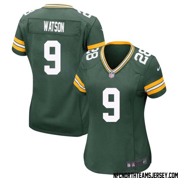 Christian Watson No 9 Green Bay Packers Home Game Jersey Womens – Replica