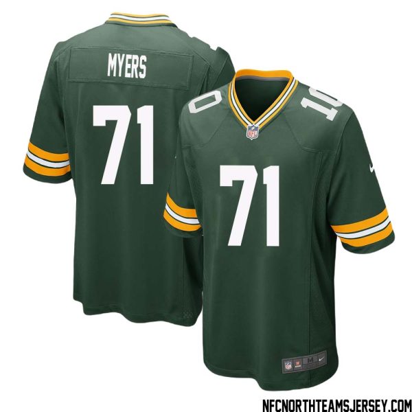 Josh Myers No 71 Green Bay Packers Home Game Jersey Mens – Replica