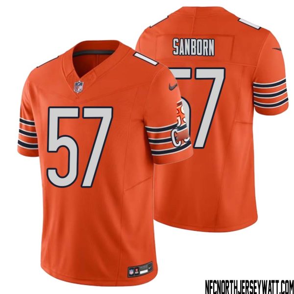 Jack Sanborn No 57 Men Orange Chicago Bears Vapor F.u.s.e. Limited Jersey – Replica