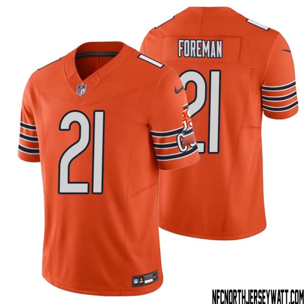 D?Onta Foreman No 21 Men Orange Chicago Bears Vapor F.u.s.e. Limited Jersey – Replica