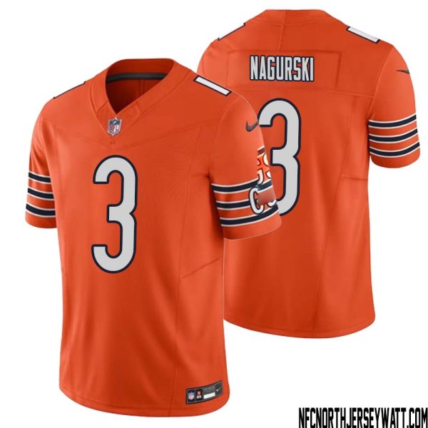 Bronko Nagurski No 3 Men Orange Chicago Bears Vapor F.u.s.e. Limited Jersey – Replica