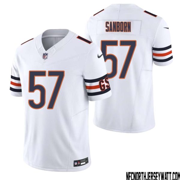 Jack Sanborn No 57 Men White Chicago Bears Vapor F.u.s.e. Limited Jersey – Replica