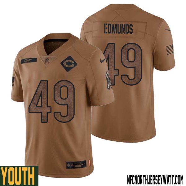 Tremaine Edmunds No 49 Youth Brown Chicago Bears 2023 Salute To Service Retired Player Limited Jersey – Replica