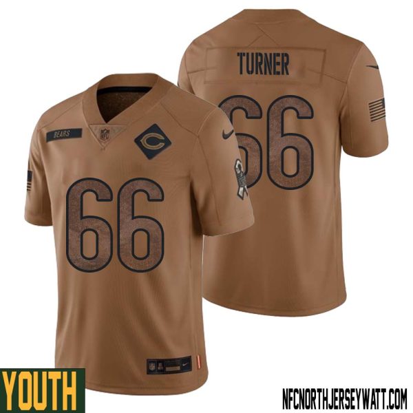 Bulldog Turner No 66 Youth Brown Chicago Bears 2023 Salute To Service Retired Player Limited Jersey – Replica