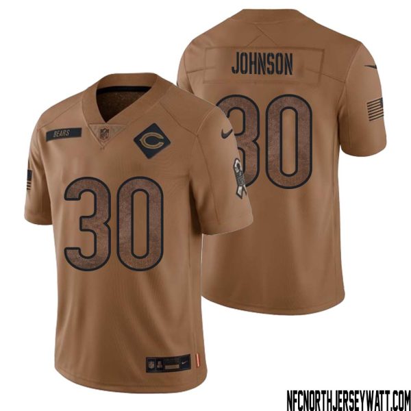 Roschon Johnson No 30 Men Brown Chicago Bears 2023 Salute To Service Retired Player Limited Jersey – Replica