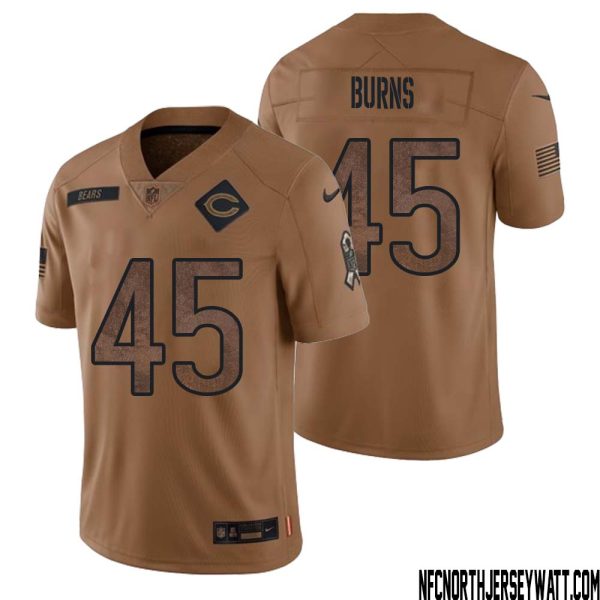 Robert Burns No 45 Men Brown Chicago Bears 2023 Salute To Service Retired Player Limited Jersey – Replica
