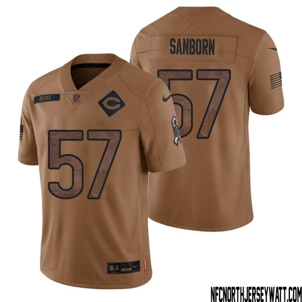 Jack Sanborn No 57 Men Brown Chicago Bears 2023 Salute To Service Retired Player Limited Jersey – Replica