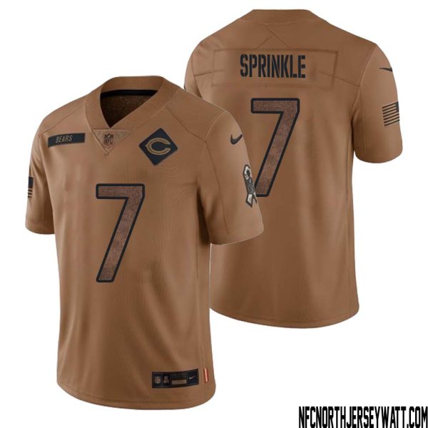 Ed Sprinkle No 7 Men Brown Chicago Bears 2023 Salute To Service Retired Player Limited Jersey – Replica