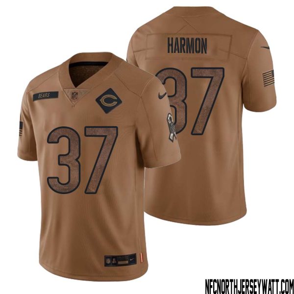Duron Harmon No 37 Men Brown Chicago Bears 2023 Salute To Service Retired Player Limited Jersey – Replica