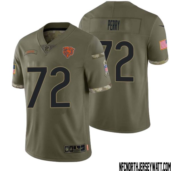 William Perry No 72 Men Olive Chicago Bears 2022 Salute To Service Retired Player Limited Jersey – Replica
