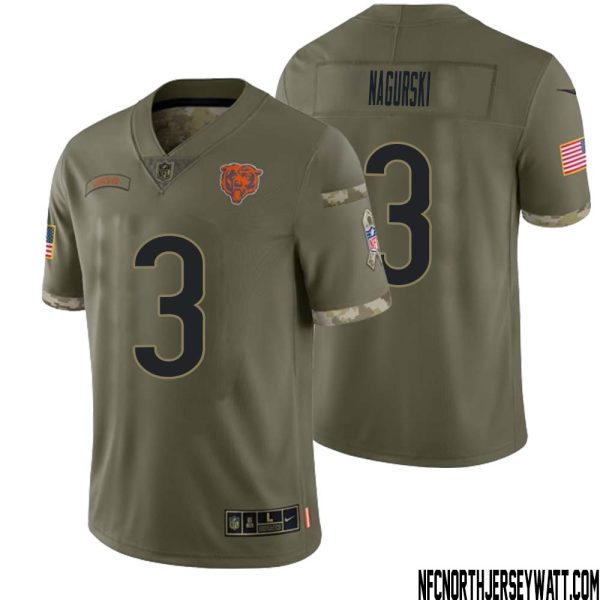 Bronko Nagurski No 3 Men Olive Chicago Bears 2022 Salute To Service Retired Player Limited Jersey – Replica