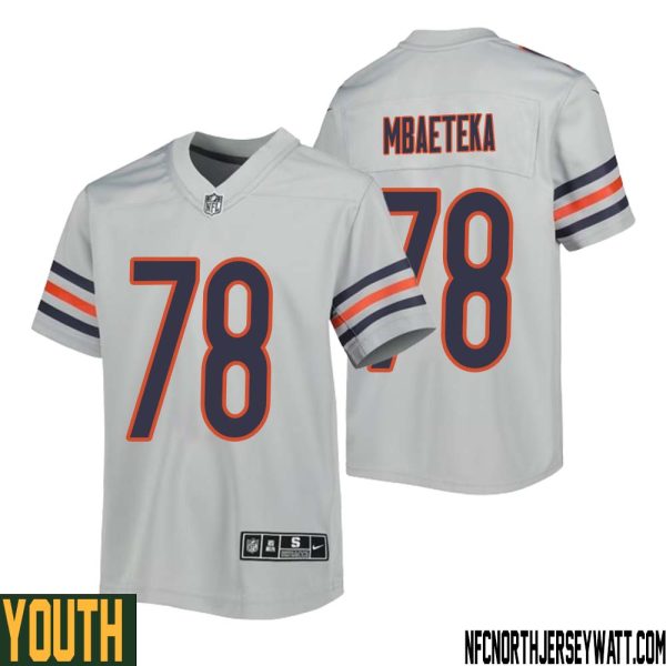 Roy Mbaeteka No 78 Youth Silver Chicago Bears Inverted Legend Jersey – Replica