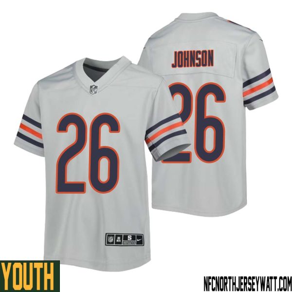 Quindell Johnson No 26 Youth Silver Chicago Bears Inverted Legend Jersey – Replica