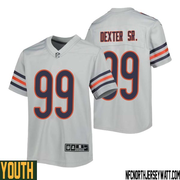 Gervon Dexter Sr. No 99 Youth Silver Chicago Bears Inverted Legend Jersey – Replica