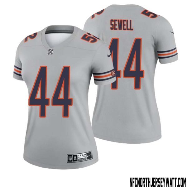 Noah Sewell No 44 Women Silver Chicago Bears Inverted Legend Jersey – Replica