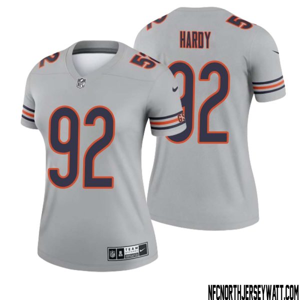 Daniel Hardy No 92 Women Silver Chicago Bears Inverted Legend Jersey – Replica