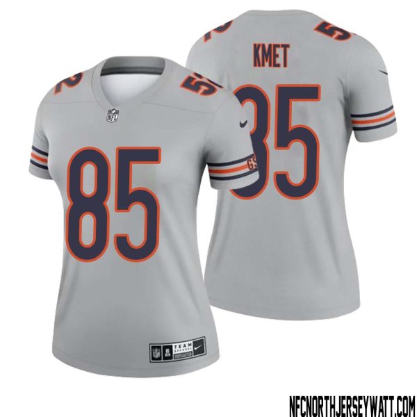 Cole Kmet No 85 Women Silver Chicago Bears Inverted Legend Jersey – Replica