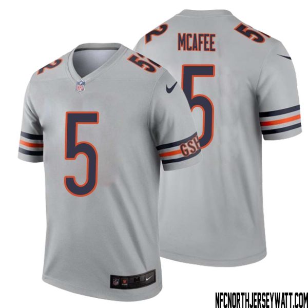 George Mcafee No 5 Men Silver Chicago Bears Inverted Legend Jersey – Replica