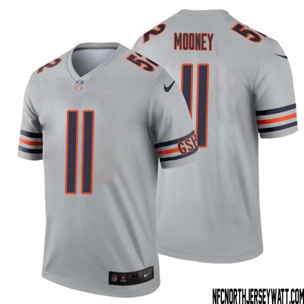 Darnell Mooney No 11 Men Silver Chicago Bears Inverted Legend Jersey – Replica
