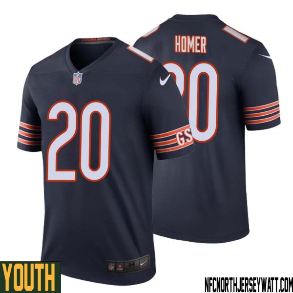 Travis Homer No 20 Youth Navy Chicago Bears Color Rush Legend Jersey – Replica