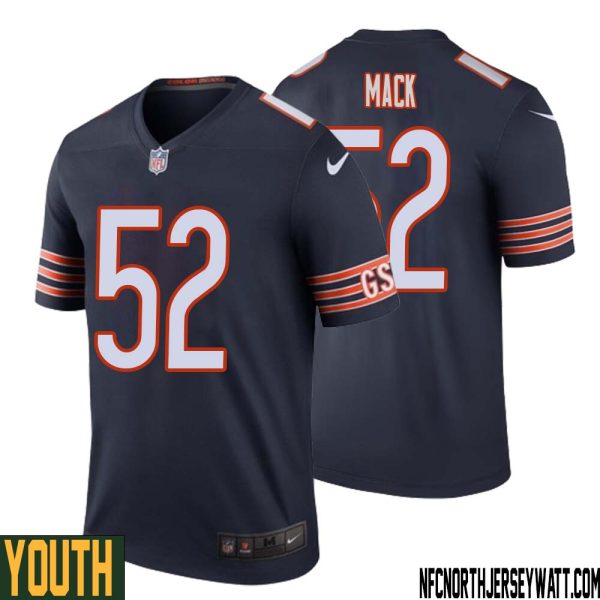 Khalil Mack No 52 Youth Navy Chicago Bears Color Rush Legend Jersey – Replica