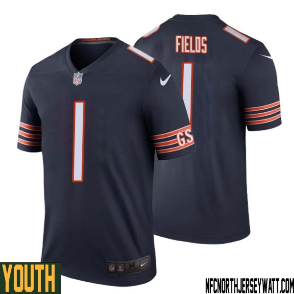 Justin Fields No 1 Youth Navy Chicago Bears Color Rush Legend Jersey – Replica