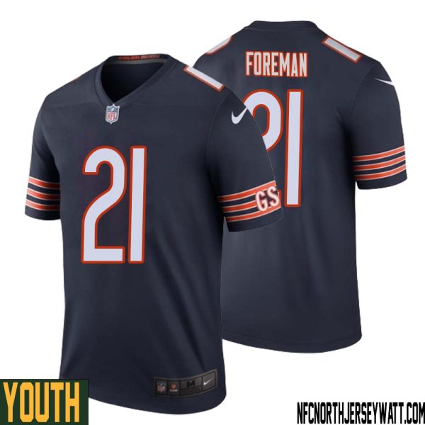 D?Onta Foreman No 21 Youth Navy Chicago Bears Color Rush Legend Jersey – Replica
