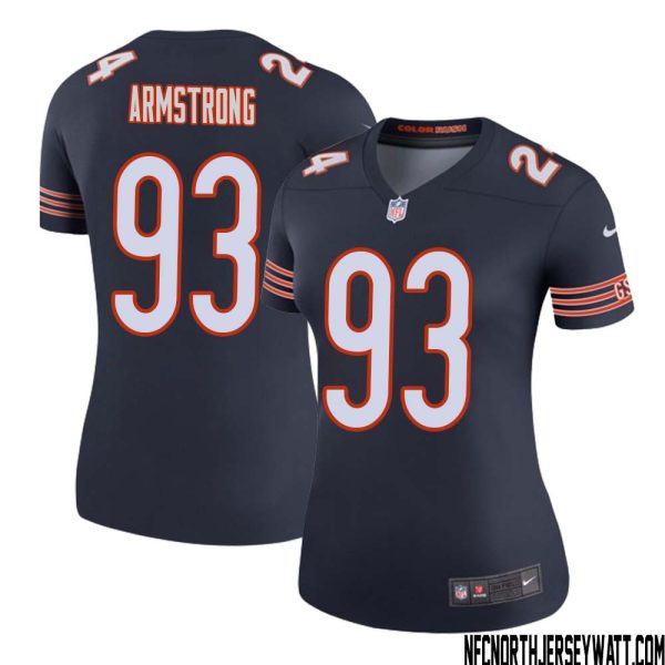 Trace Armstrong No 93 Women Navy Chicago Bears Color Rush Legend Jersey – Replica