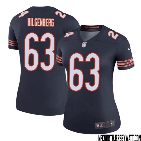 Jay Hilgenberg No 63 Women Navy Chicago Bears Color Rush Legend Jersey – Replica