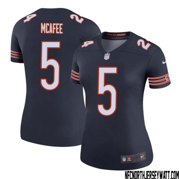 George Mcafee No 5 Women Navy Chicago Bears Color Rush Legend Jersey – Replica