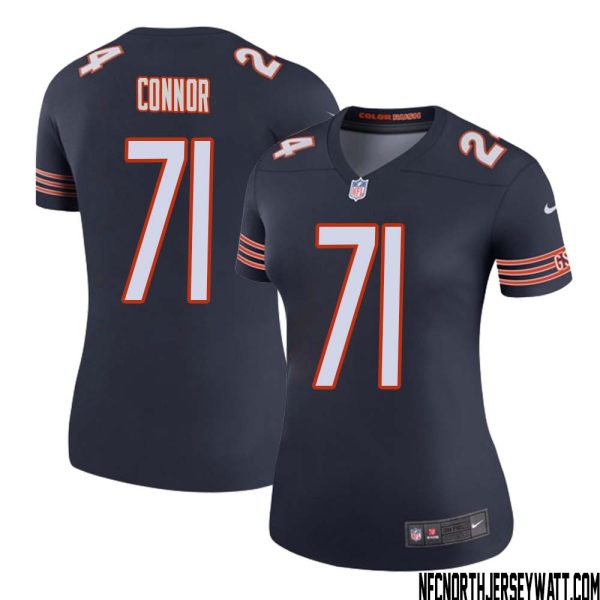 George Connor No 71 Women Navy Chicago Bears Color Rush Legend Jersey – Replica