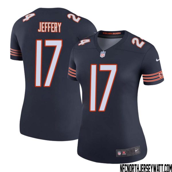 Alshon Jeffery No 17 Women Navy Chicago Bears Color Rush Legend Jersey – Replica