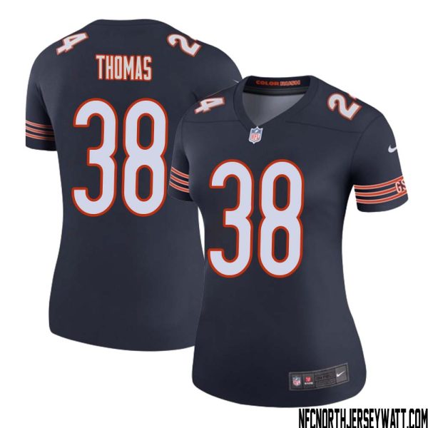 A.j. Thomas No 38 Women Navy Chicago Bears Color Rush Legend Jersey – Replica