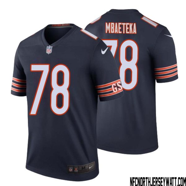 Roy Mbaeteka No 78 Men Navy Chicago Bears Color Rush Legend Jersey – Replica