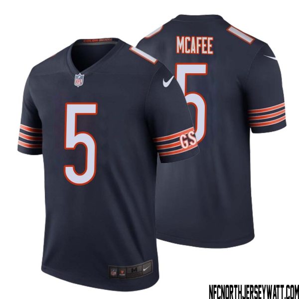 George Mcafee No 5 Men Navy Chicago Bears Color Rush Legend Jersey – Replica