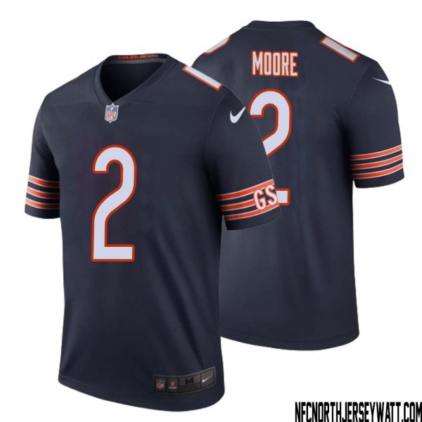 Dj Moore No 2 Men Navy Chicago Bears Color Rush Legend Jersey – Replica