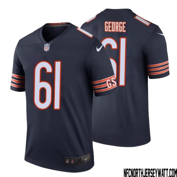 Bill George No 61 Men Navy Chicago Bears Color Rush Legend Jersey – Replica