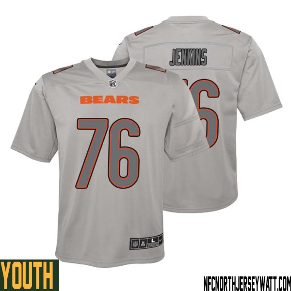 Teven Jenkins No 76 Youth Gray Chicago Bears Atmosphere Fashion Game Jersey – Replica