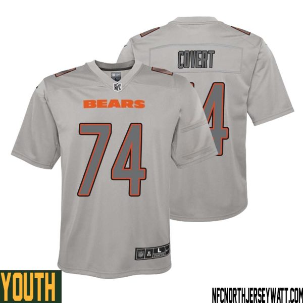 Jim Covert No 74 Youth Gray Chicago Bears Atmosphere Fashion Game Jersey – Replica
