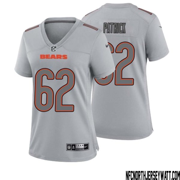 Lucas Patrick No 62 Women Gray Chicago Bears Atmosphere Fashion Game Jersey – Replica