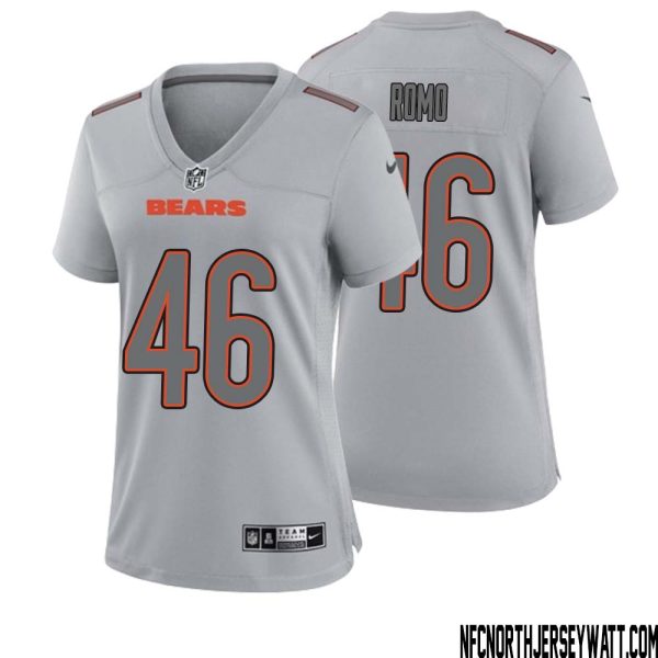 John Parker Romo No 46 Women Gray Chicago Bears Atmosphere Fashion Game Jersey – Replica