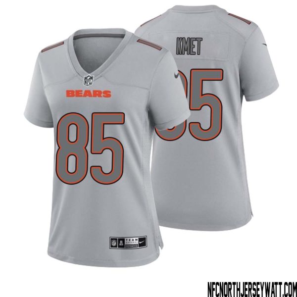 Cole Kmet No 85 Women Gray Chicago Bears Atmosphere Fashion Game Jersey – Replica