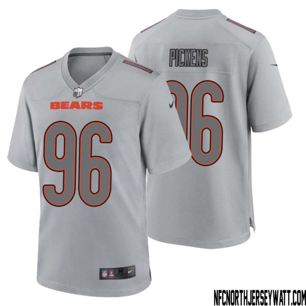 Zacch Pickens No 96 Men Gray Chicago Bears Atmosphere Fashion Game Jersey – Replica