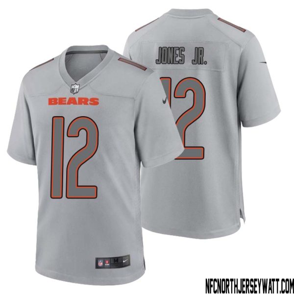 Velus Jones Jr. No 12 Men Gray Chicago Bears Atmosphere Fashion Game Jersey – Replica