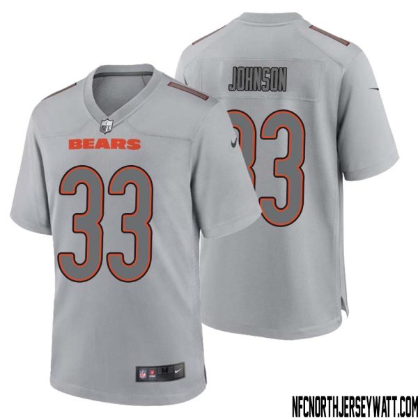 Jaylon Johnson No 33 Men Gray Chicago Bears Atmosphere Fashion Game Jersey – Replica