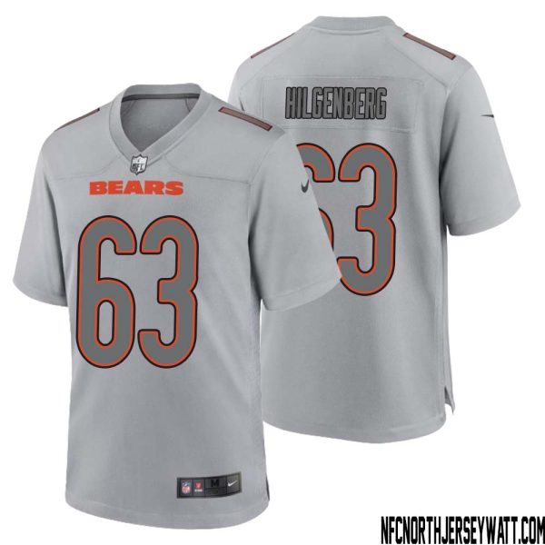 Jay Hilgenberg No 63 Men Gray Chicago Bears Atmosphere Fashion Game Jersey – Replica