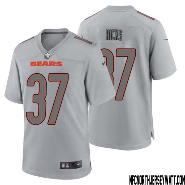 Elijah Hicks No 37 Men Gray Chicago Bears Atmosphere Fashion Game Jersey – Replica