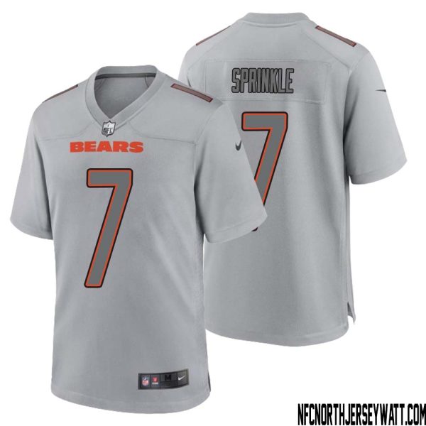 Ed Sprinkle No 7 Men Gray Chicago Bears Atmosphere Fashion Game Jersey – Replica
